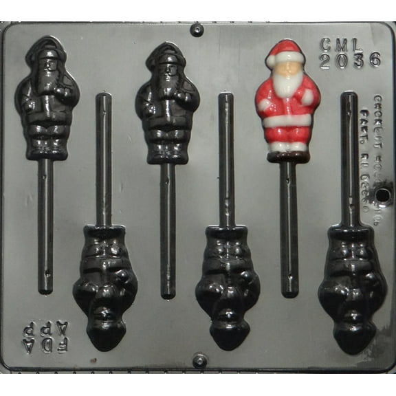 2036 Small Santa Pops Lollipop Chocolate Candy Mold