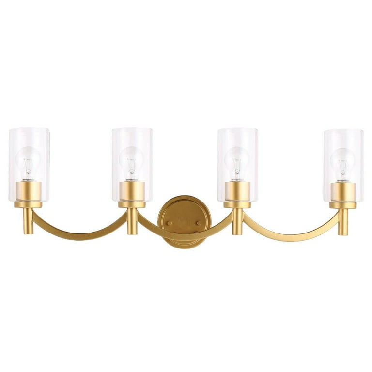 Devora 3-Light Antique Gold and Clear Glass Bath Light Devora 3-Light Antique Gold and Clear Glass Bath Light