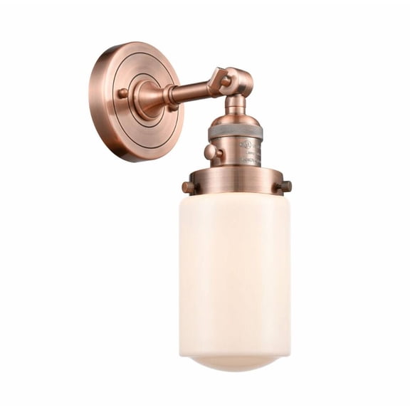 203SW-AC-G311-Innovations Lighting-Dover-1 Light Wall Sconce in Traditional Style-4.5 Inches Wide by 12.75 Inches High Antique Copper Finish with