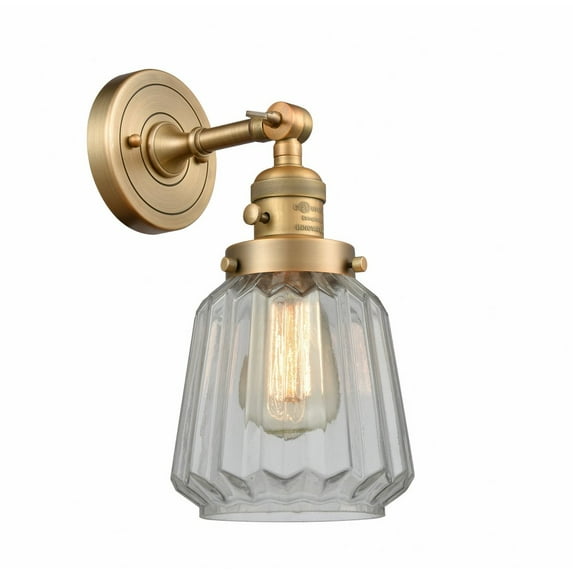 203SW-BB-G142 Innovations Lighting Chatham - 1 Light Wall Sconce In Art Deco Style-12 Inches Tall and 7 Inches Wide-Brushed Brass Finish-Clear Glass