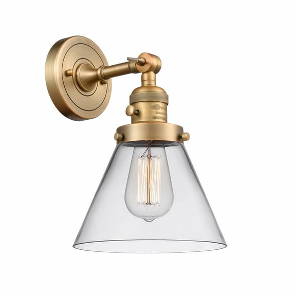 203SW-BB-G42-LED-Innovations Lighting-Cone - 3.5W 1 LED Wall Sconce In Industrial Style-10 Inches Tall and 8 Inches Wide Brushed Brass Clear
