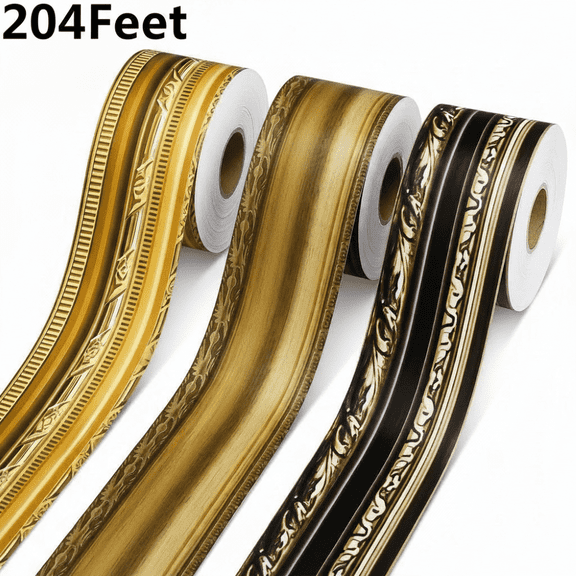 204 Feet Gold Frame Bulletin Board Border Die-Cut Straight Rolled Picture Frame Border Trim for School Classroom Bulletin Board Decoration for Chalkboard Home Office Party Decor