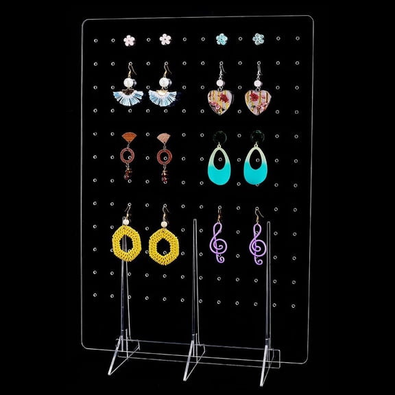 204 Holes Acrylic Earrings Display Stand, Clear Earring Holder Stand Organizer Keychain Display Peg Board 102 Pairs Countertop Storage for Jewelry Craft Shows Earring Tools