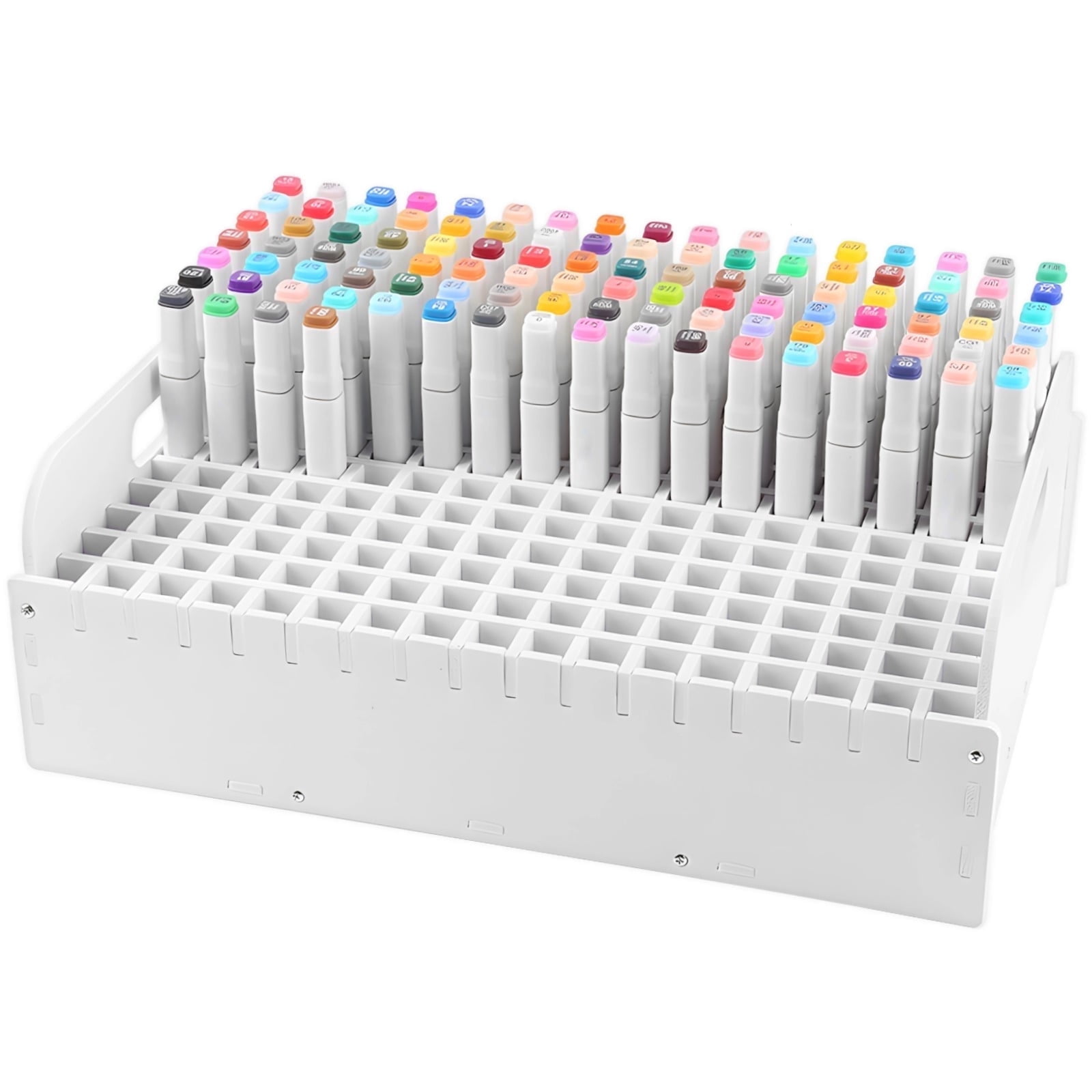 204 Slots Marker Pen Organizer, Art Craft Marker Holder, Colored Pen Storage Rack, Adjustable Art Supply Storage, Desktop Pencil Brush Organizer for Office