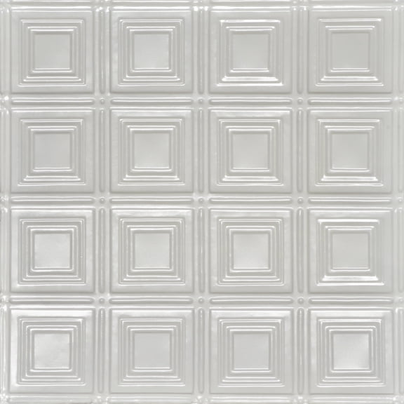 204 - Tin Plated Nail-Up Ceiling Tile 12 in x 12 in Sample in Eggshell White - 1 Piece