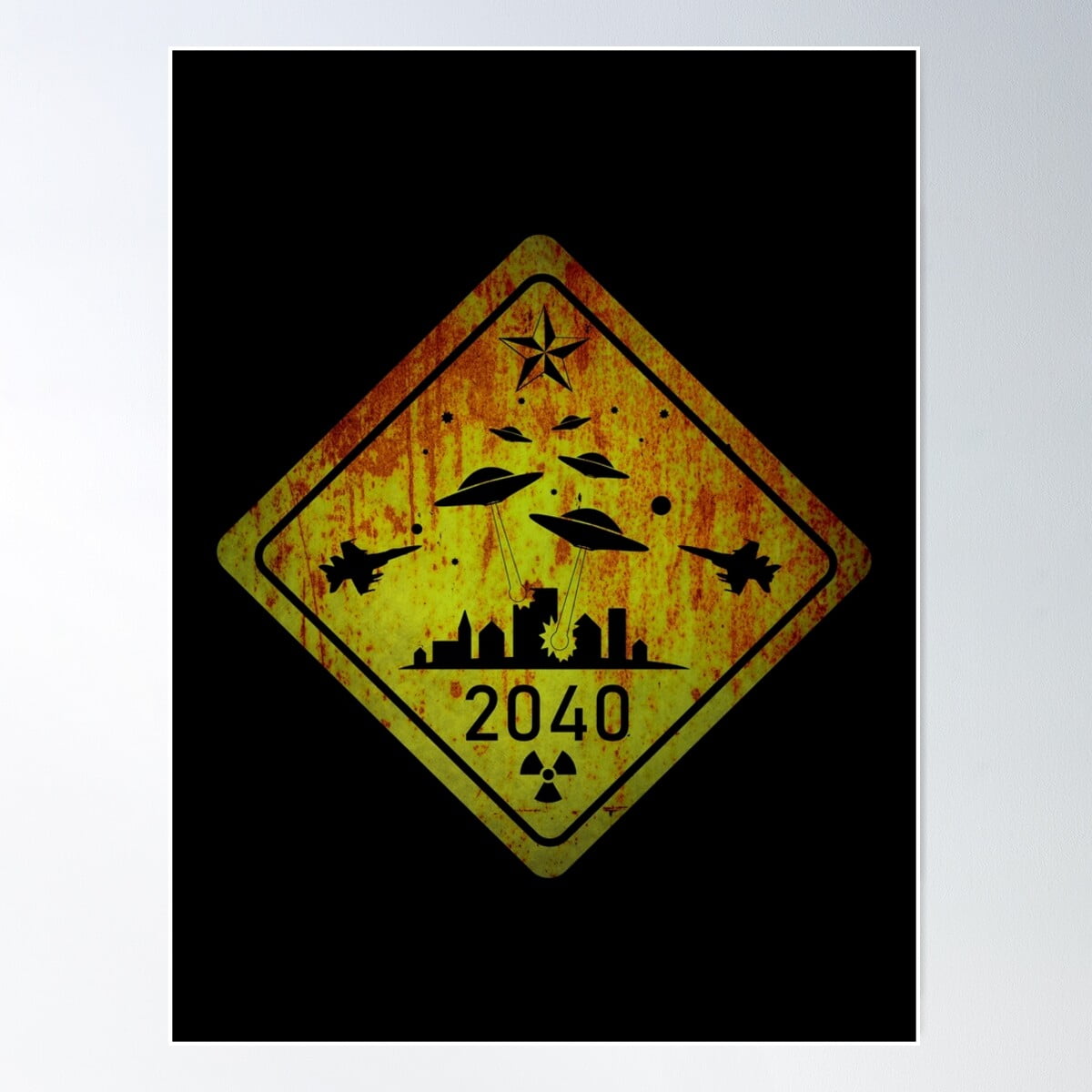 2040 Alien Invasion Sign Poster Wall Art, Modern Wall Decor For Living ...