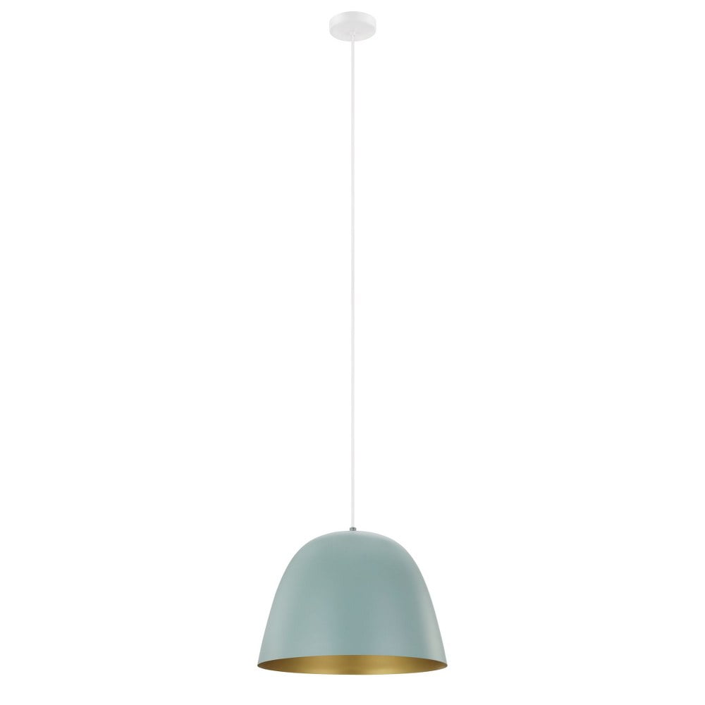 Coretto Pastel Dark Green and Gold Metal Dome Pendant Light