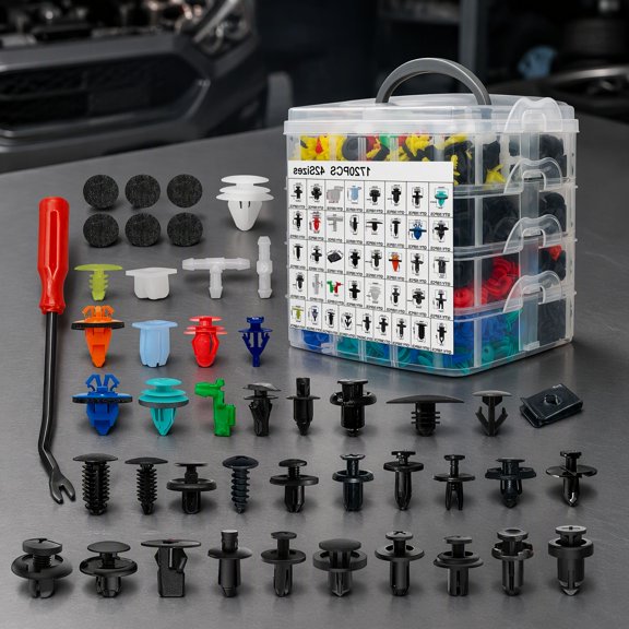 2041 Bumper Clips Car Retainer Clips and Auto Fasteners Assortment, Plastic Push Rivets Clips, 42 Sizes Door Trim Panel Set with Storage Case
