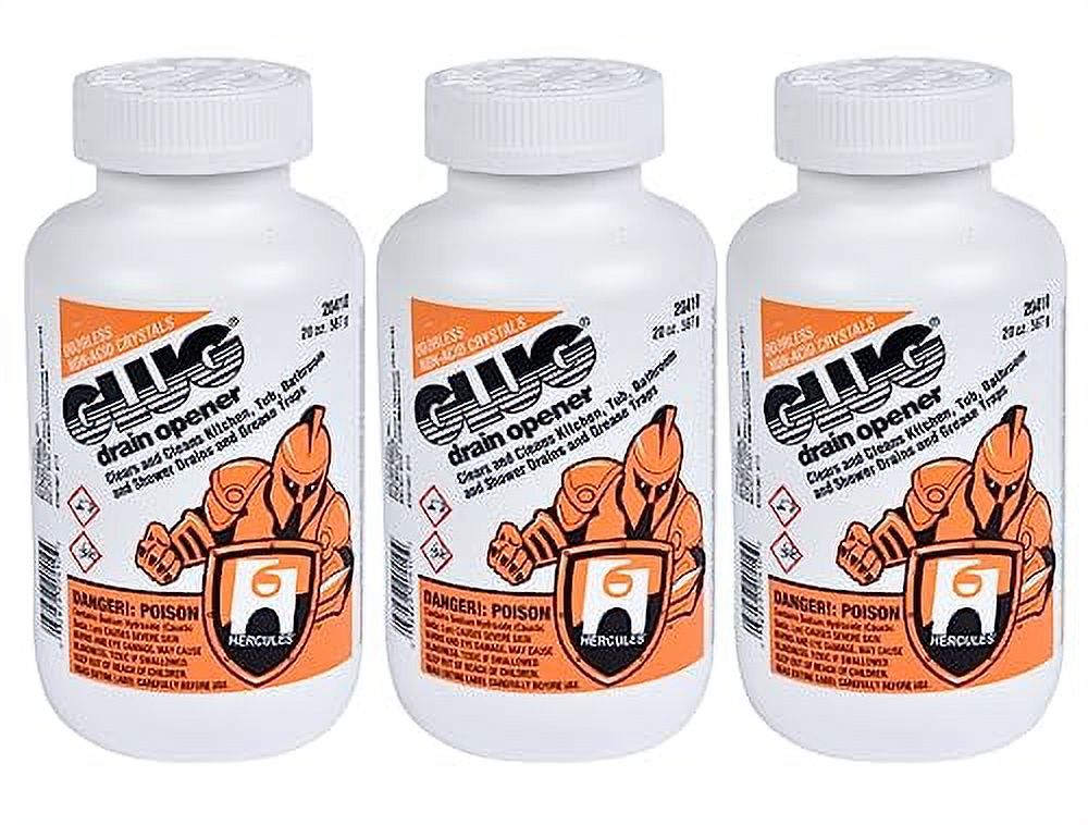 20410 Hercules Glug Crystals Drain Opener, 20 (Pack of 3)