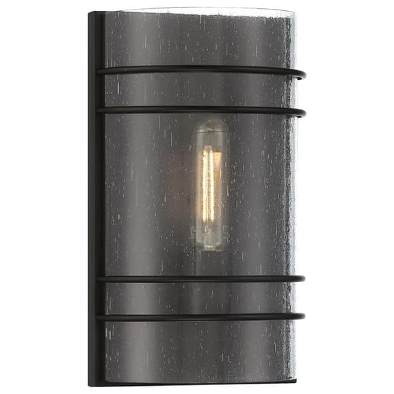 20416LEDDLP-MBL-SDG 8 in. Artemis Matte Black ADA Wall Sconce LED Wall Light in Seeded, Seeded Glass