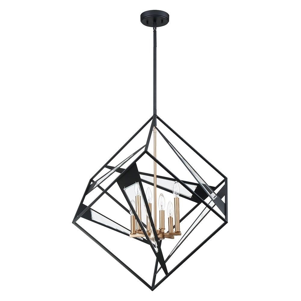 Corrietes 29.57" Matte Black Geometric Glass Pendant Light