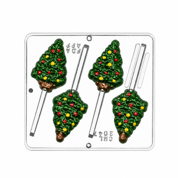 Candy Molds N More 4-Cavity Christmas Tree Plastic Chocolate Candy Mold, (2047)