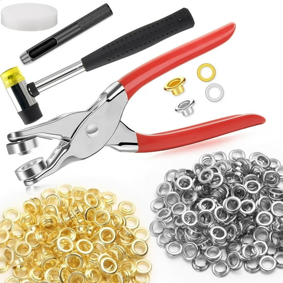 204Pcs Grommet Tool Kit 1/2 Inch Eyelet Kit with 200Pcs Eyelets Grommets, 200Pcs Washers, and Grommet Eyelet Pliers for Leather/Belt/Shoes/Crafts