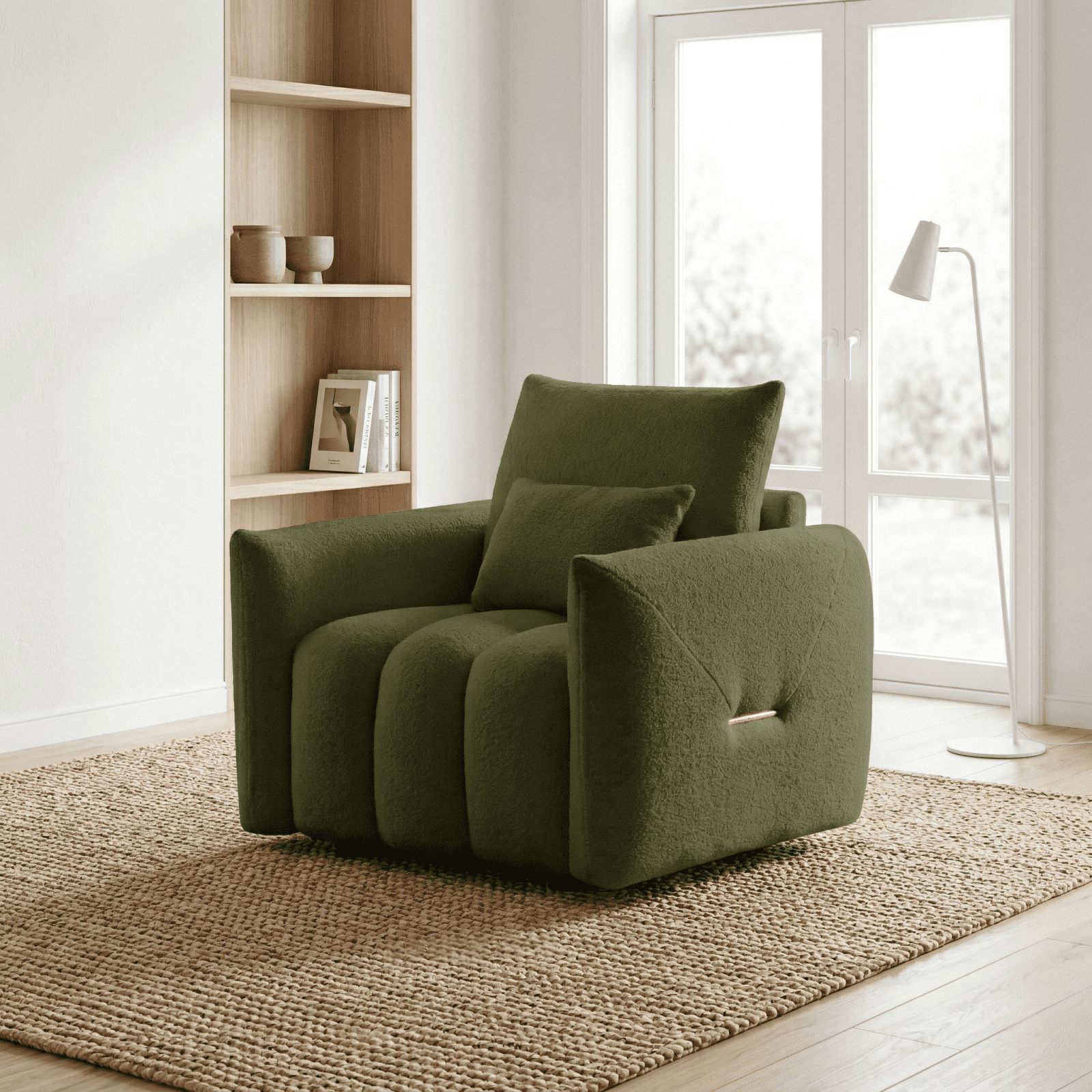 Dreamzie 38.1" Green Teddy Sofa，Easy to Assemble in 20 Minutes for Living Room and Chatting