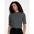 thumbnail image 1 of Time and Tru Women's Ruched Elbow Sleeve Tee, Sizes XS-XXXL, 1 of 6