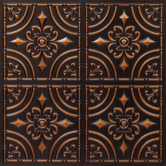 205 - Wrought Iron 2 ft. x 2 ft. PVC Glue-up Ceiling Tile in Antique Copper (100 Sq.ft / Pack) - 25 Pieces