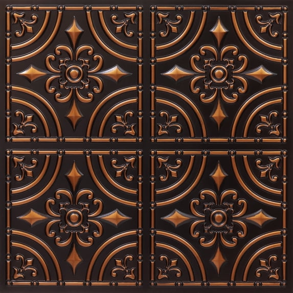 205 - Wrought Iron 2 ft. x 2 ft. PVC Glue-up Ceiling Tile in Antique Copper (40 sq.ft / Pack) - 10 Pieces