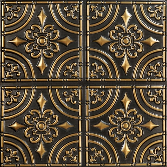 205 - Wrought Iron 2 ft. x 2 ft. PVC Glue-up Ceiling Tile in Antique Gold (100 Sq.ft / Pack) - 25 Pieces