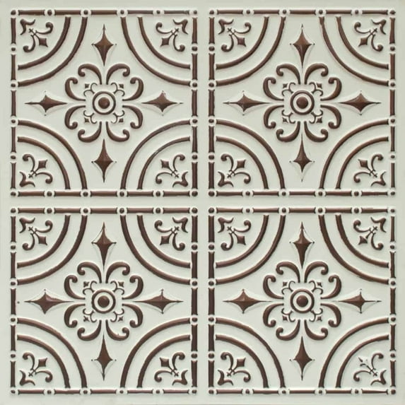 205 - Wrought Iron 2 ft. x 2 ft. PVC Glue-up Ceiling Tile in Antique Mocha (40 sq.ft / Pack) - 10 Pieces