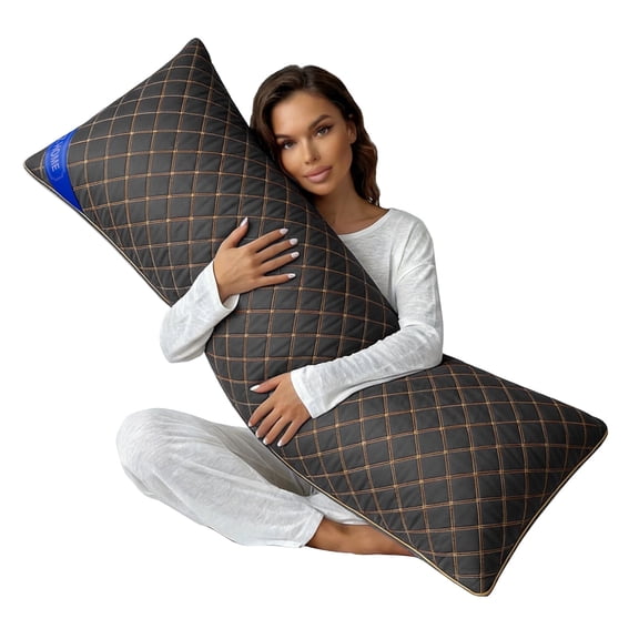 Galenzoov 20×54 inch Full-Length Body Pillow with Shredded Memory Foam - Offering Adjustable Firmness & Height for Personalized Comfort, Ideal for Side Sleepers and Maternity Support, Grey