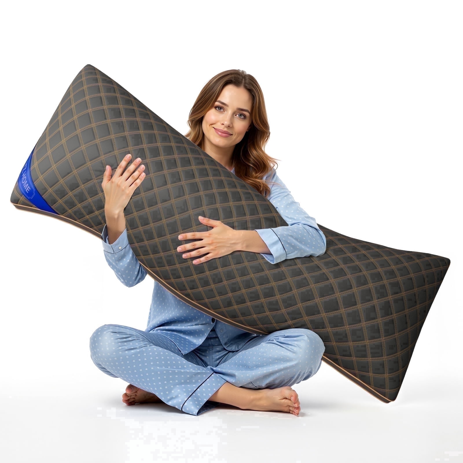 Parojati 20×54 inch Long Body Pillow for Adults - Firm Body Pillow Insert with Shredded Blue Memory Foam, Adjustable Height, Soft Support for Side Sleeping, Pregnant Women, Washable ( Grey)