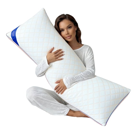 Galenzoov 20×54 inch Full-Length Body Pillow with Shredded Memory Foam - Offering Adjustable Firmness & Height for Personalized Comfort, Ideal for Side Sleepers and Maternity Support, White