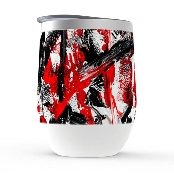 Motley Eye Stainless Steel Stemless Wine Tumbler 12oz | Gift | Bpa Free | Vacuum Insulated Double-Wall | With Lid