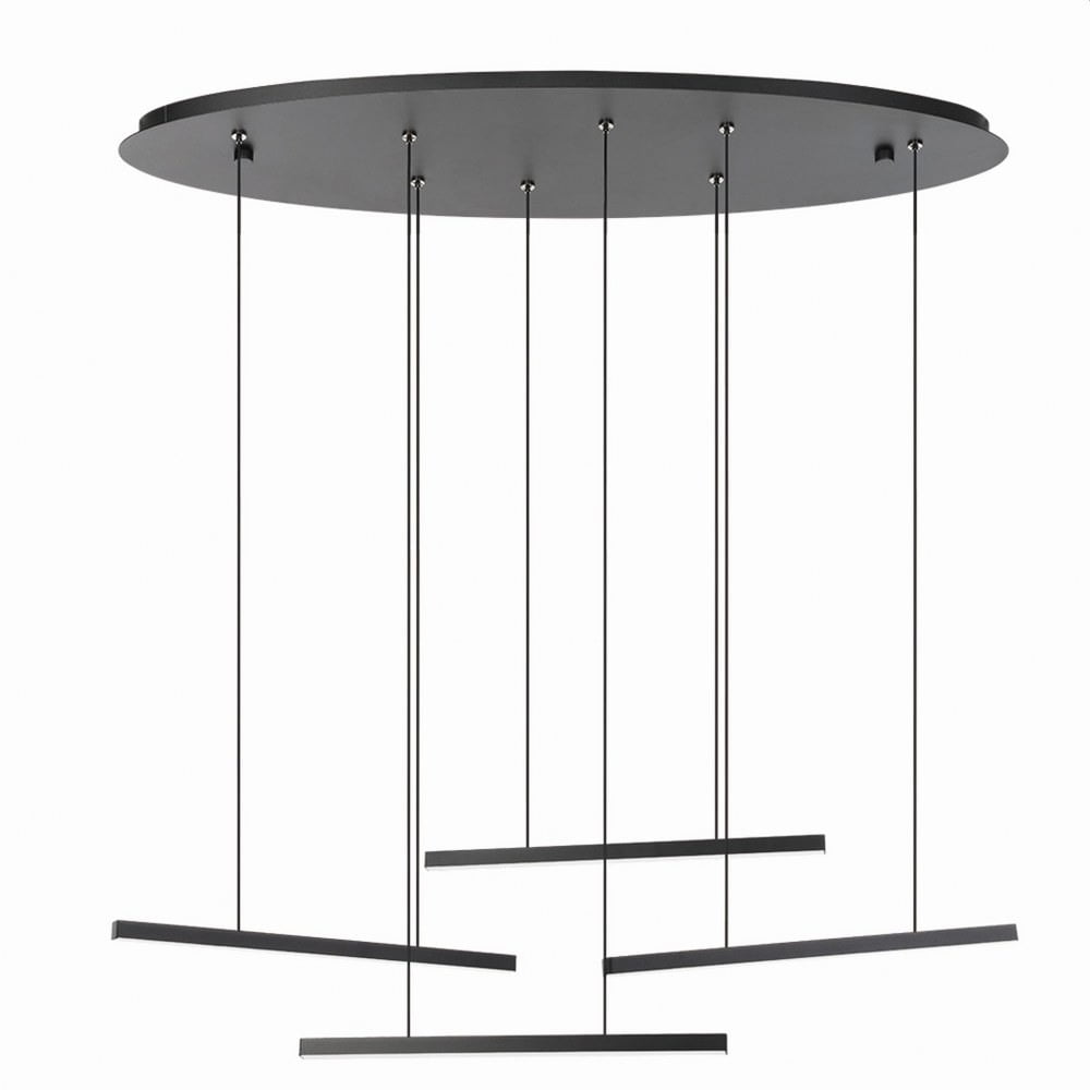 Lindoza Matte Black 4-Light LED Pendant Sculpture 72"