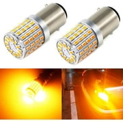 2057 1157 Orange Yellow LED Bulbs Super Bright 3014 72-SMD 1034 2357 7528 LED Bulb for Turn Signal Blinker Parking Side Marker Lights, Amber Yellow