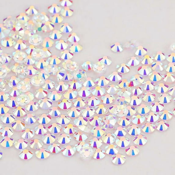 2058 14 Cut Crystal AB Unfoiled Glass Crystal Flat Back Non Hotfix Rhinestones SS12 Bulk (1440 pieces per Bulk)