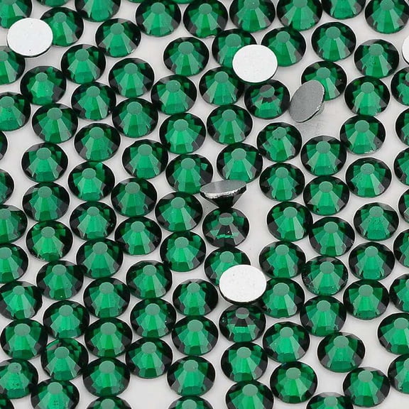 2058 14 Cut Dark Green Glass Crystal Flat Back Non Hotfix Rhinestones SS30 (288 pieces)