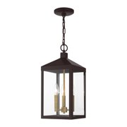 20593-07 Livex Lighting Nyack - 3 Light Outdoor Pendant Lantern in Mid Century Modern Style - 8.25 Inches wide by 18.5 Inches high-Bronze Finish