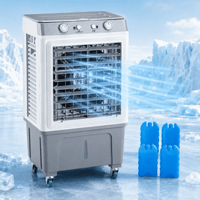 3-in-1 Portable Evaporative Air Cooler, 2353 CFM Indoor Outdoor Swamp Cooler with 7.93 Gal Water Tank, 3 Speeds, 90 Oscillation, 4 Ice Packs and Caster Wheels, Manual Control