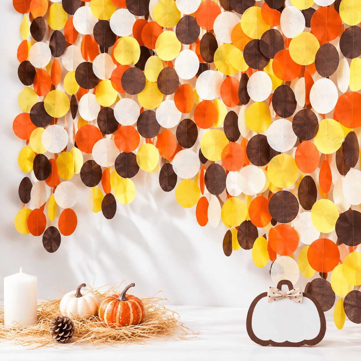 205ft Fall Party Decorations Big Circle Dotsdrop Garland Orange Brown ...