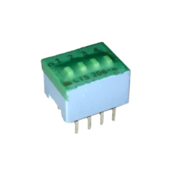 206-4ST Dip Switch SPST 4 Position Through Hole Slide (Standard) Actuator 50mA 24VDC