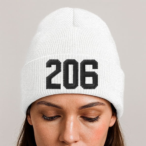 206 Area Code Seattle Sea Embroidered Beanie