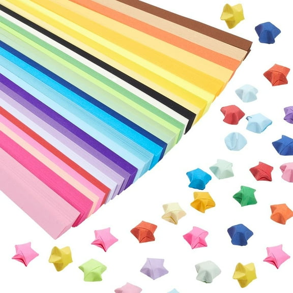 2060 Sheets 27 Colors Star Folding Origami Paper Strips Double Sided Solid Color Paper for Crafts DIY Arts Projects Wedding Gifts Mixed Color