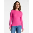 thumbnail image 1 of Time and Tru Women's Rib Tee with Long Sleeves, Size XS-XXXL, 1 of 5