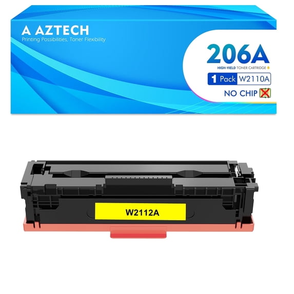 Aztech Compatible for HP W2112A 206A Toner Cartridge without chip 1-Pack for Color LaserJet Pro M255dw M282 283fdw Printer Ink (Yellow)