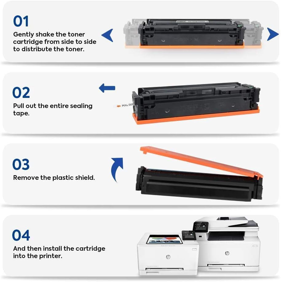 Cartuchos De Tóner 206A Pack 4 Unidades | Compatibles HP Color MFP M283fdw, M255dw, Con Chip, Alto Rendimiento