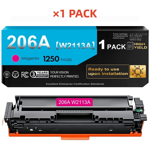 206A Toner Cartridge With Chip Compatible for 206A W2113A Toner Cartridges for Color Laser Jet Pro MFP M283fdw M283cdw M255dw M282nw Series Printer Ink (1 Magenta)