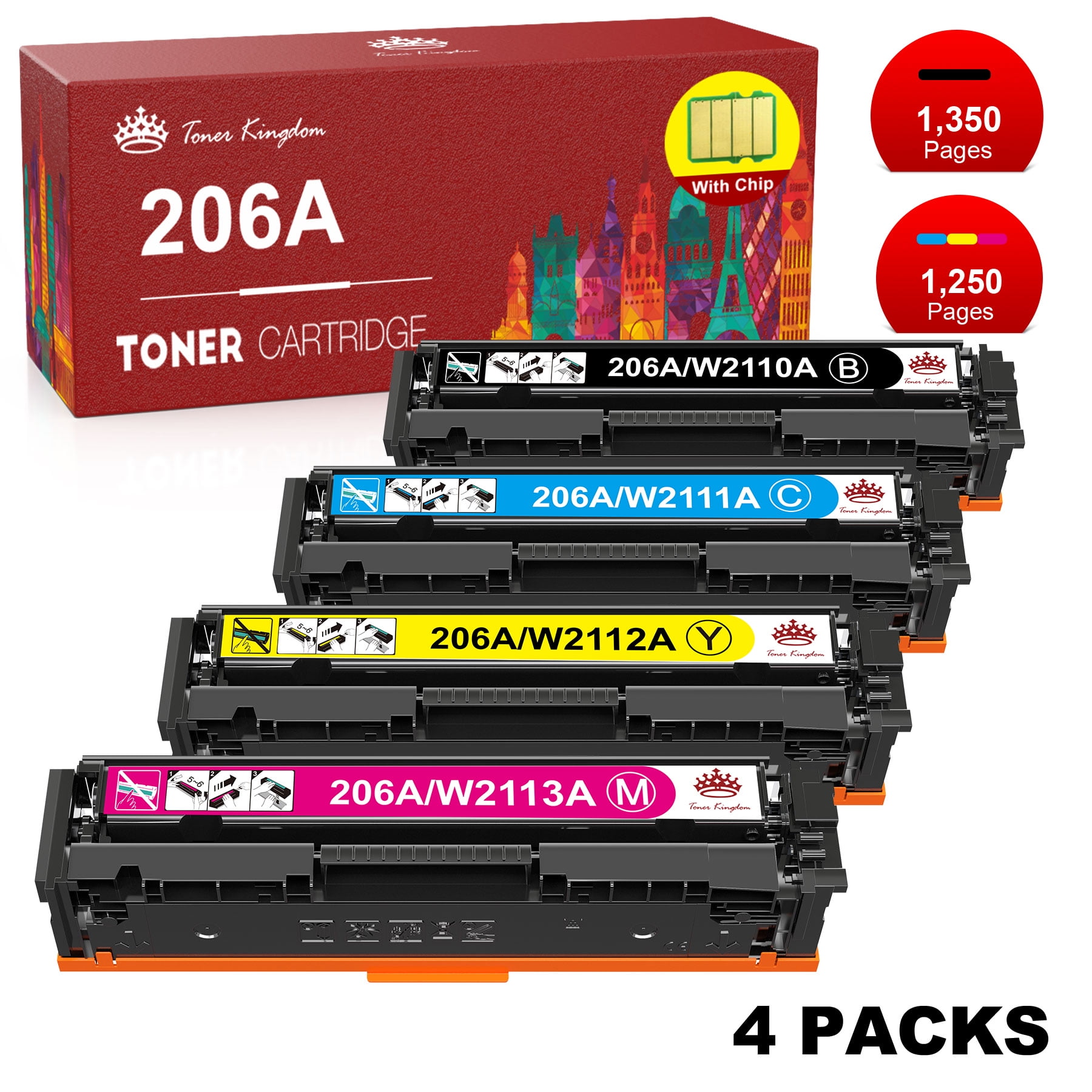 Toner Bank Compatible 206A 206X Toner Cartridges Replacement for HP 206A  206X for HP Color Pro M283fdw M255dw MFP M283cdw M282nw M283 M255 High  Yield
