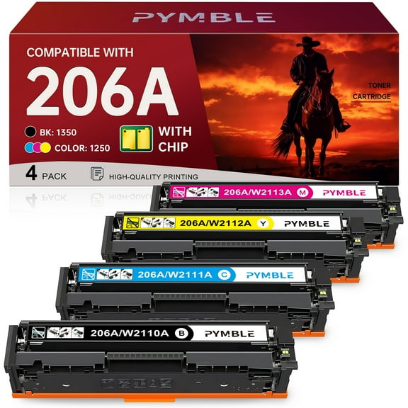 206A Toner Cartridges With Chip Compatible for HP 206A 206X 206 Color Laserjet Pro MFP M283fdw M283cdw M255dw M283 M255 Printer (Black Cyan Yellow Magenta)