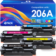 206A Toner Cartridges Compatible for HP 206A 206X W2110A for Laserjet Pro MFP M283fdw M283cdw M255dw M283 M255 Printer 4 Pack