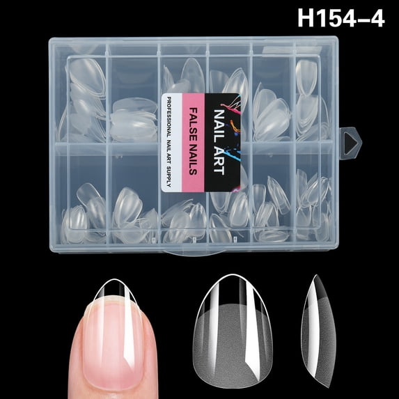 206PCS Fake Nails Soft Press On Gel Nail Tips, Pre-Shaped Full Cover Nail Extension, 12 Sizes Acrylic Gelly Tips for Home DIY Manicure-Almond