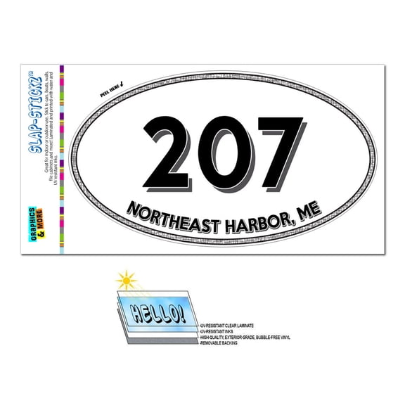 207 - Northeast Harbor, ME - Maine - Oval Area Code Sticker