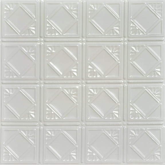207 - Tin Plated Drop-In Ceiling Tile 12 in x 12 in Sample in Eggshell White - 1 Piece