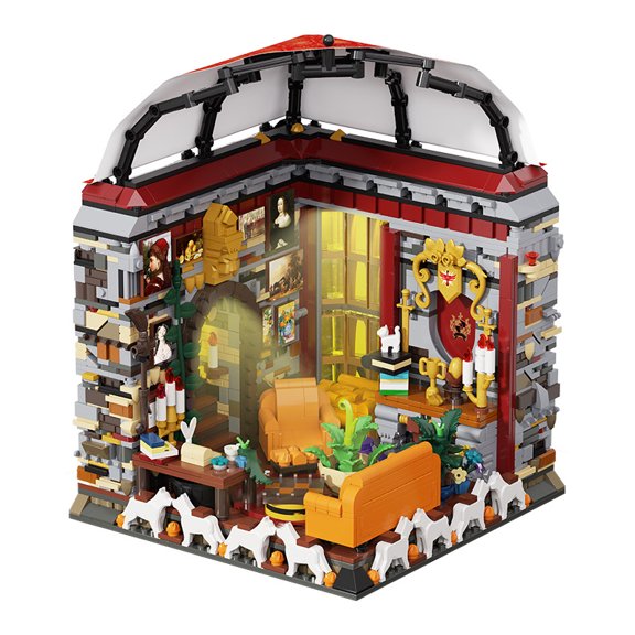 2073 PCS Magical Wizard Corner Bookstore Building Blocks Set, Warm Medieval Magic Interior Scene Brick Model with LED Light, Fantasy Wizard House DIY Assembly Decor Toy for Teens & Adults Age 14+