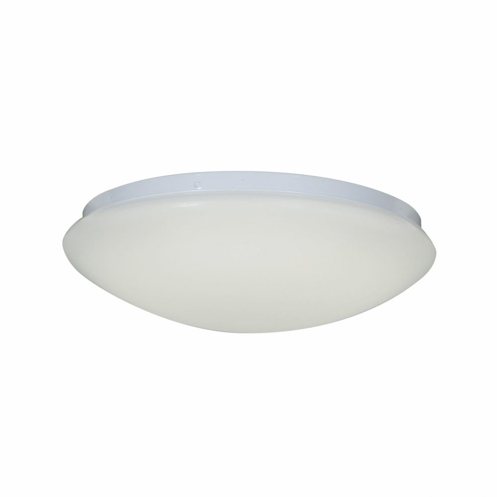 White Glass LED Drum Flush Mount Ceiling Light