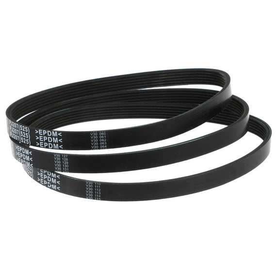 207J6 Rubber Poly V Belts, 6 Ribs PJ V-Ribbed Belt 20.7" Length x 0.55" Width x 0.15" Thick, 3 Packs